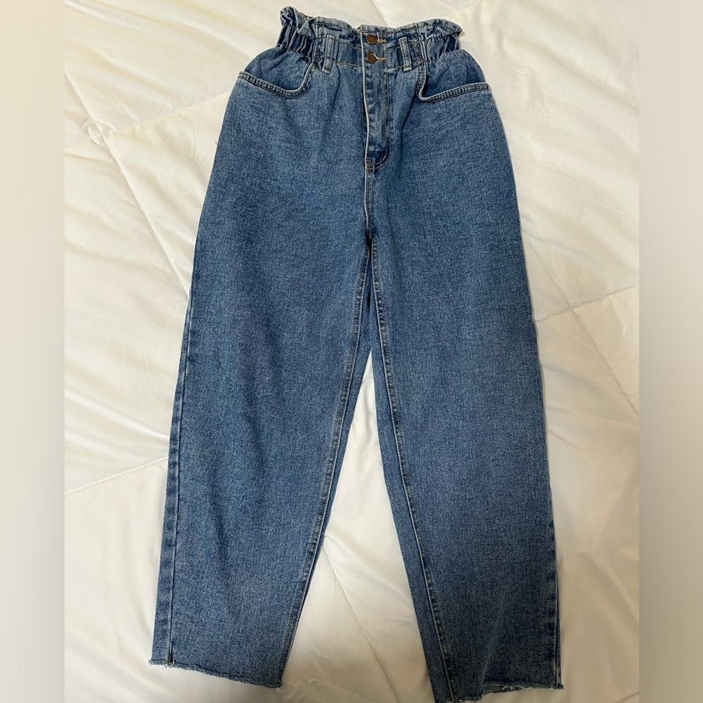 Oak+Fort Elastic Waistband High Rise Jeans | Blue